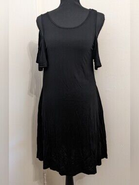 NWT Relaxed Black Cold-Shoulder Women's Dress | Size Small